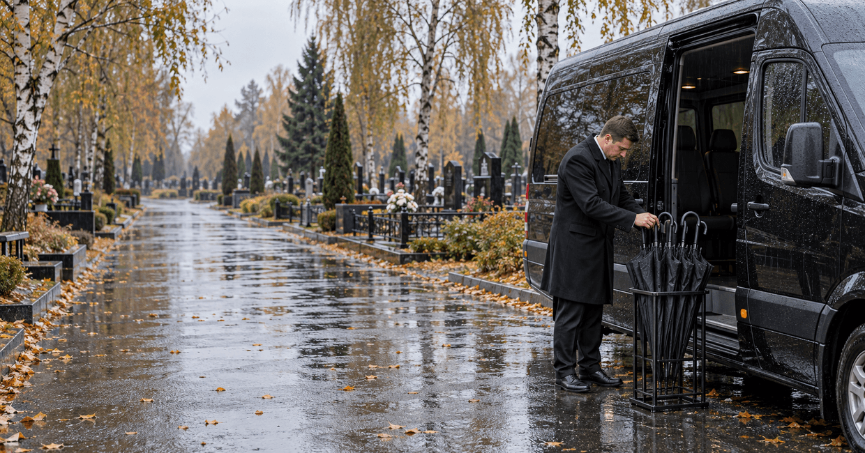 Похороны в дождливую и холодную погоду
